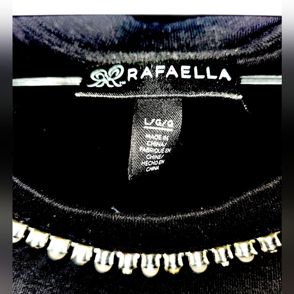 Rafaella Black Faux Diamond Neckline Sweater Tee – Size M NWOT - Picture 3 of 4